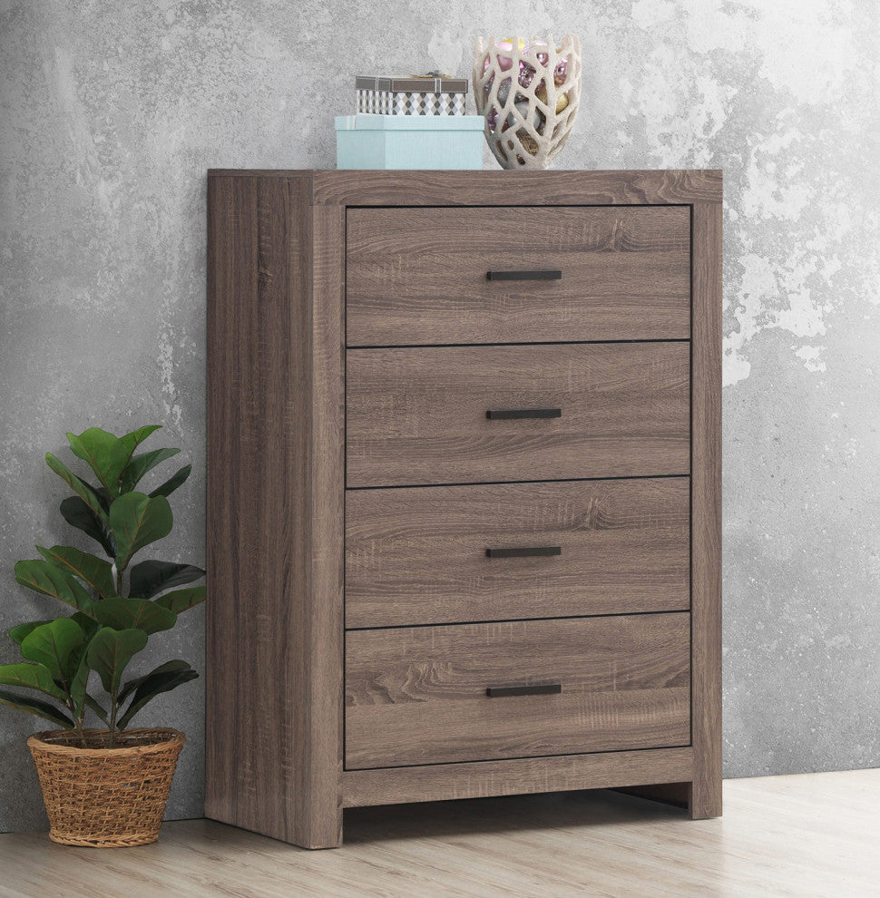 4 Drawers Wooden Chest, Barrel Oak