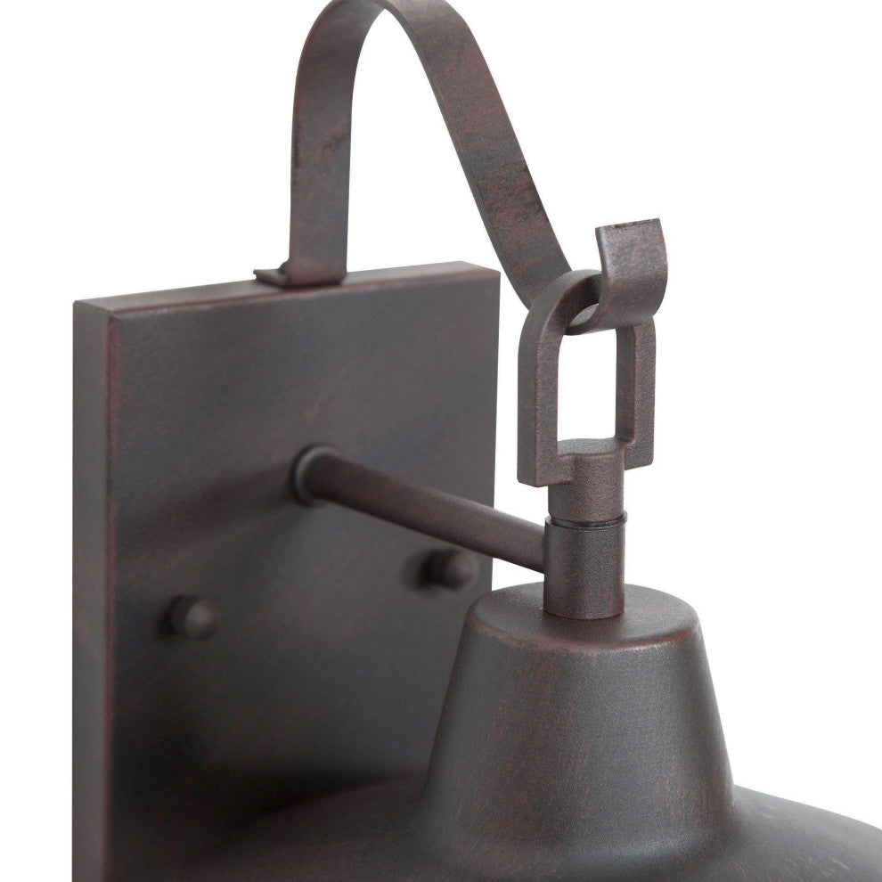 1-Light Antique Bronze/Seeded Glass Farmhouse Mini Outdoor Pendant Light Rusty