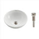 Elavo Ceramic Round Vessel White Sink, PU Drain Satin Nickel
