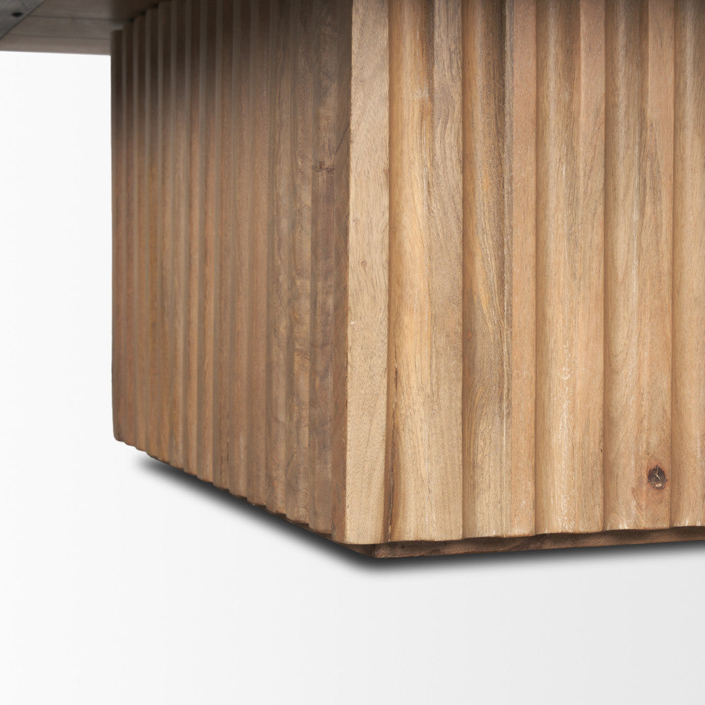 June Light Brown Wood With Fluting Square Coffee Table