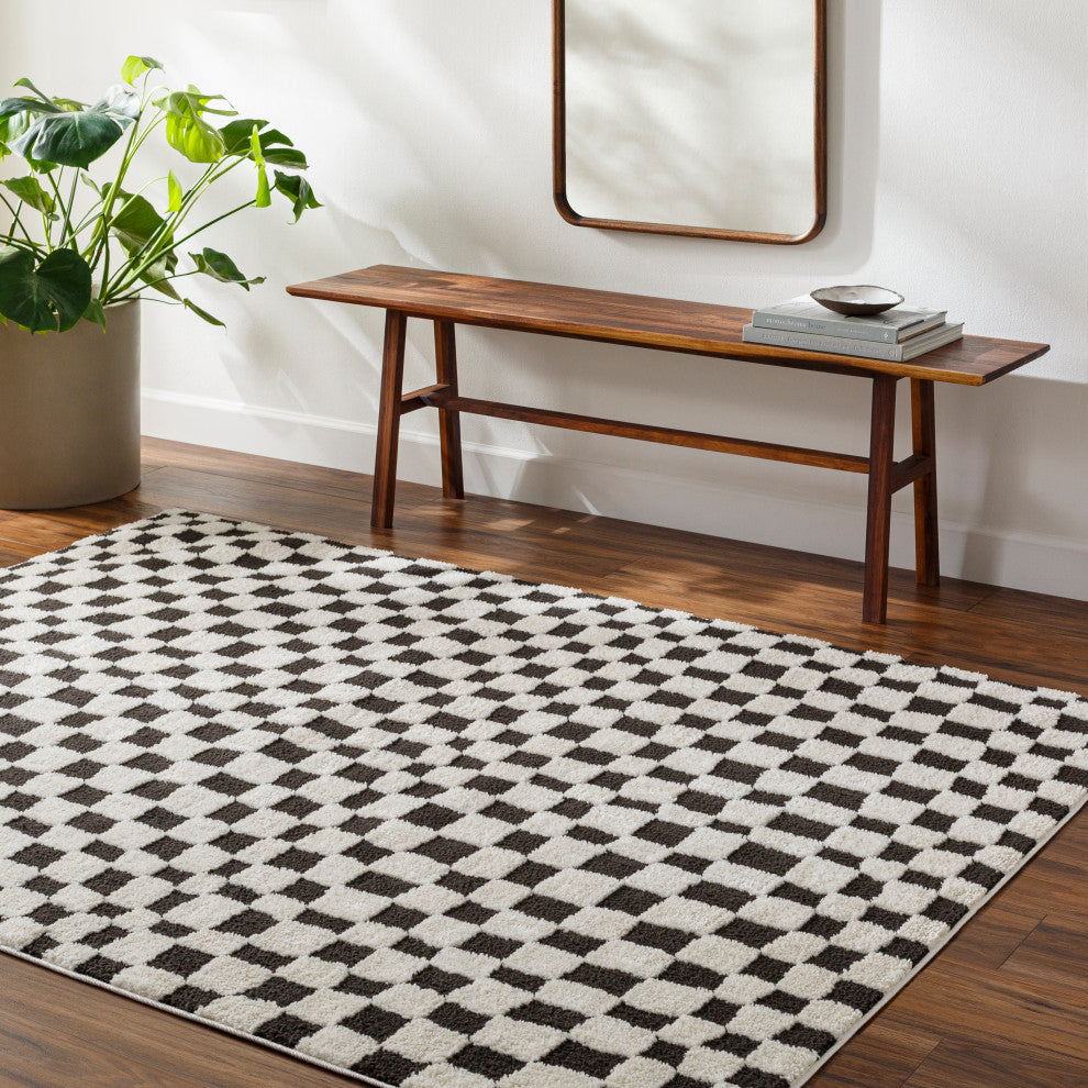 Surya Freud FEU-2302 Machine Woven Area Rug, Black, Ivory, 7'10" X 10'