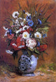 Paul Gauguin Daisies and Peonies in a Blue Vase Premium Canvas Print