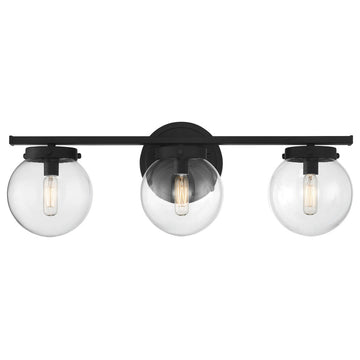 3-Light Bathroom Vanity Light, Matte Black