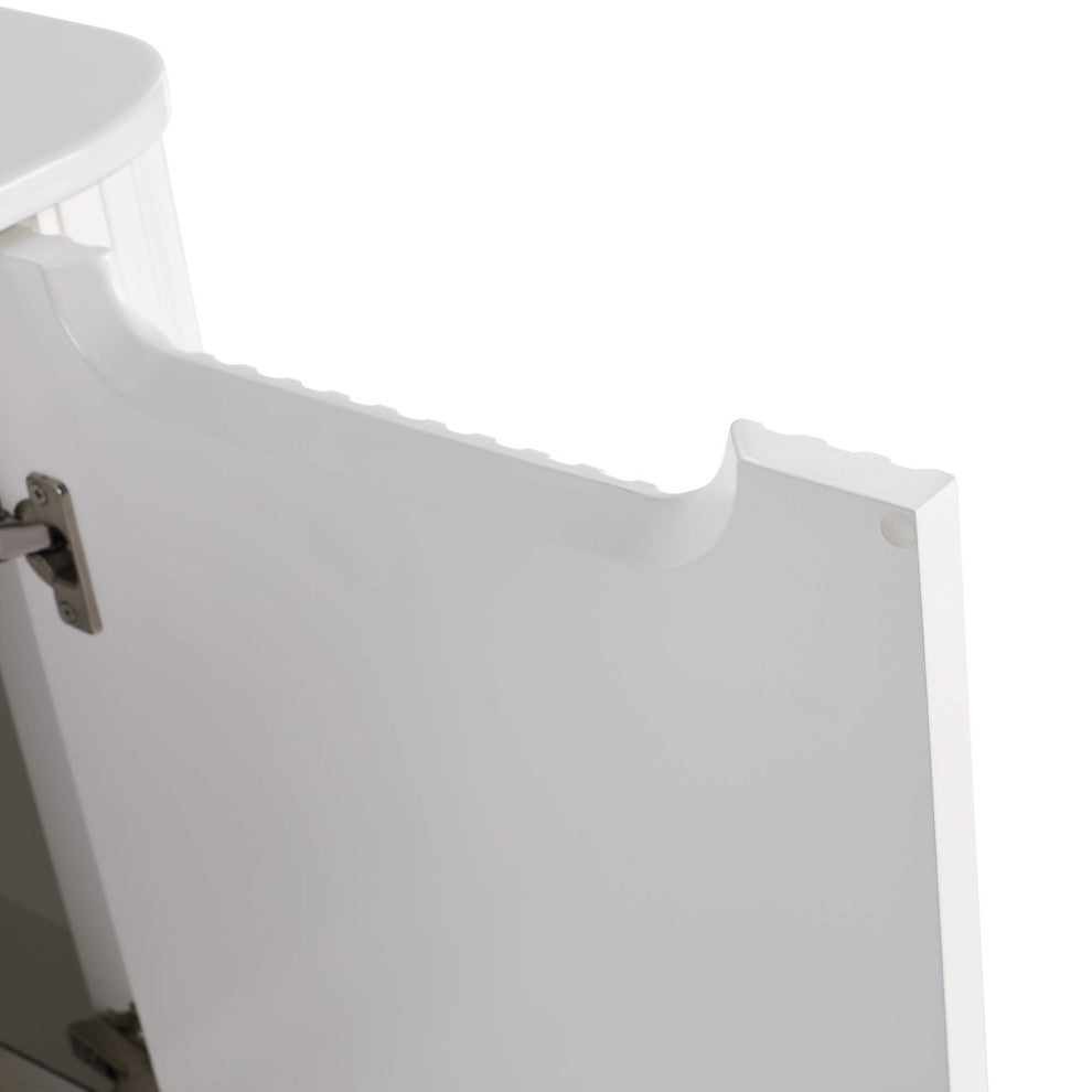 Caskvalley Bath Vanity, Straight Fluted Design Sink Included, White, 24"