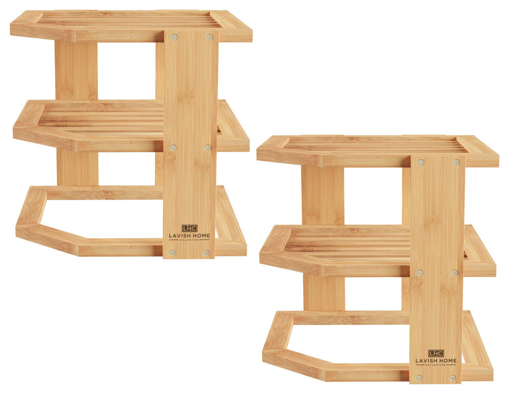 3-Tier Bamboo Corner Shelf for Kitchen or Bathroom Cabinet