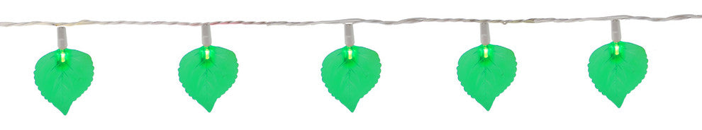 Green Leaf Patio and Garden Novelty Christmas Lights, White Wire