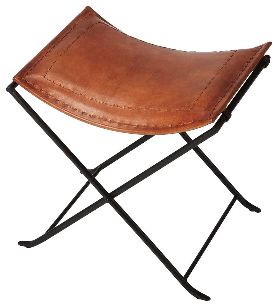 Melton Brown Leather Stool, 3722344