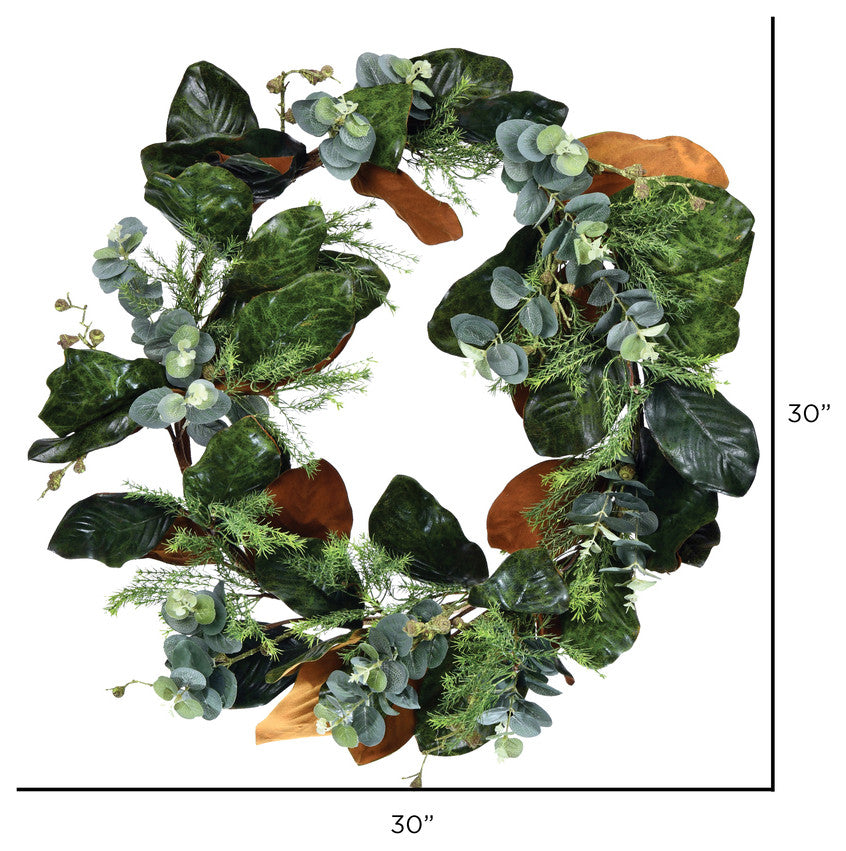 Vickerman 30" Green Magnolia Leaf Wreath