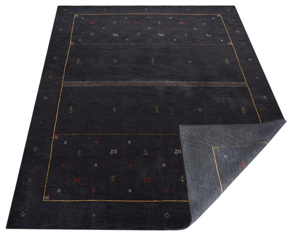 HAND KNOTTED LOOM WOOL ECO - FRIENDLY AREA RUGS - Charcoal,Contemporary
