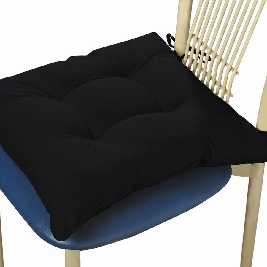 Lotus Home Water and Stain Resistant Chair Pad, 4 Pack, Black, 18" X 17"+3"