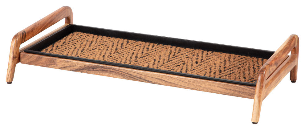 Single-Tier Natural Stand With 3-Pair Rubber Boot Tray Irish Lion