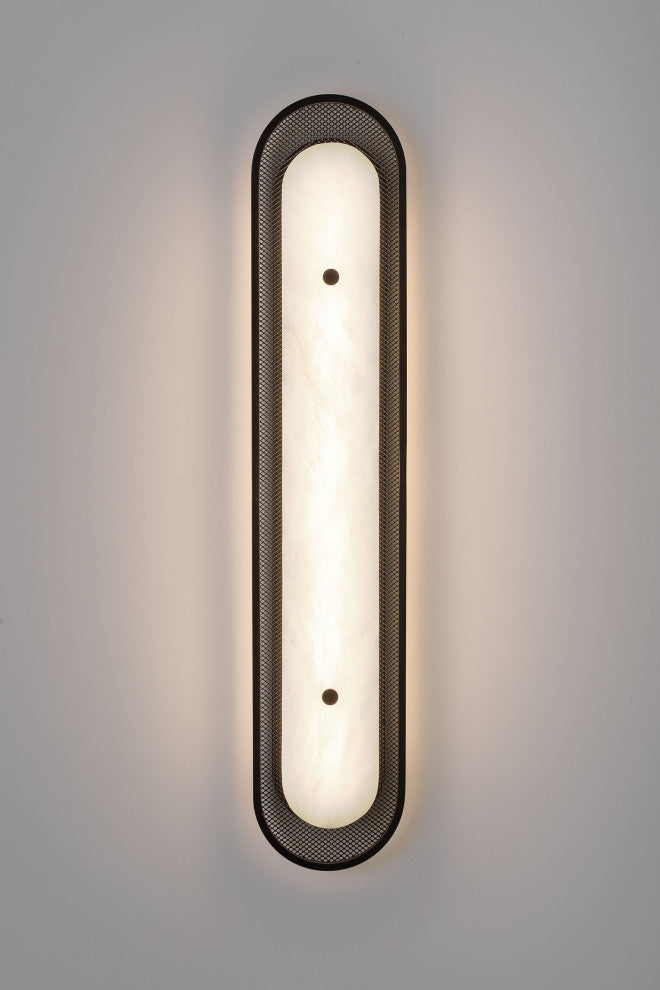 Tramore, Wall Sconce , 30", Matte Black, Alabaster