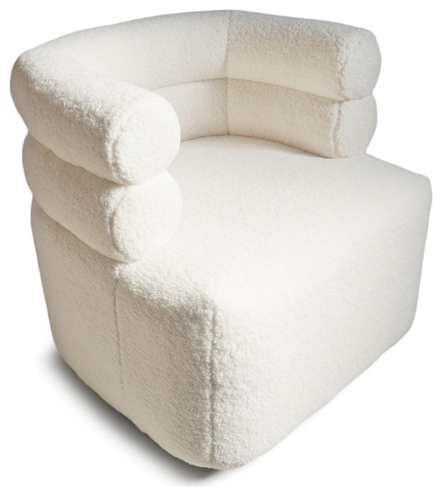 White Faux Sheep Jolla Swivel Chair