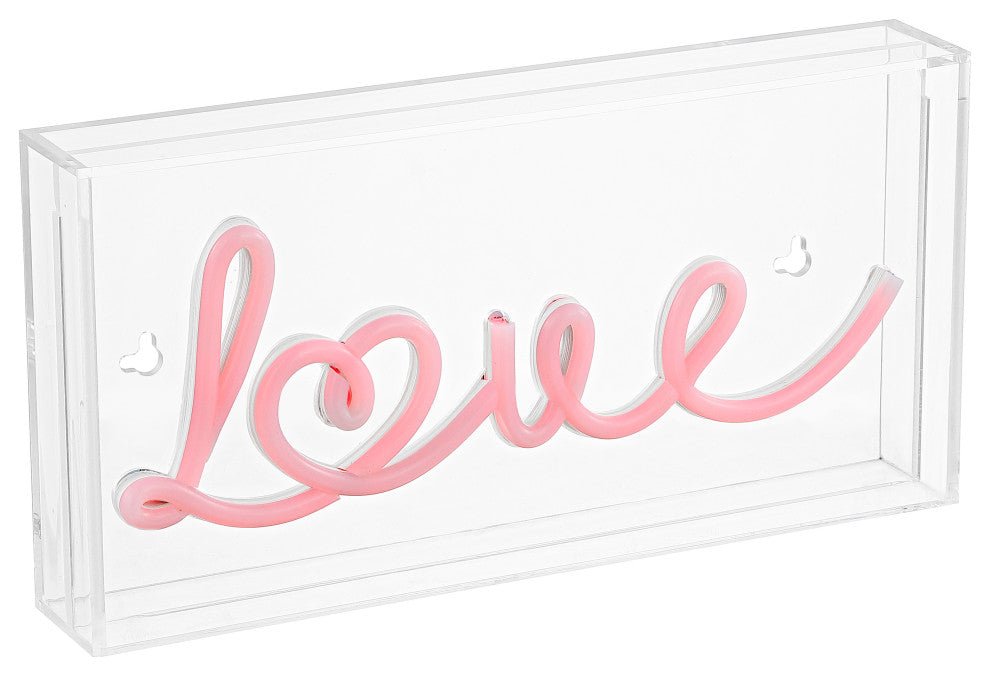 Love 11.88" X 5.88" Acrylic Box USB Operated LED Neon Light, Red