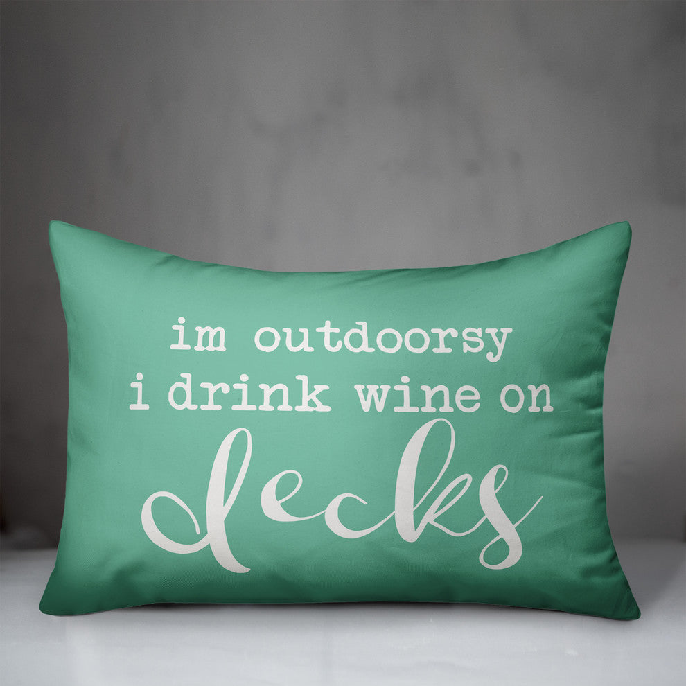 Drink Wine On Decks Outdoor Lumbar Pillow