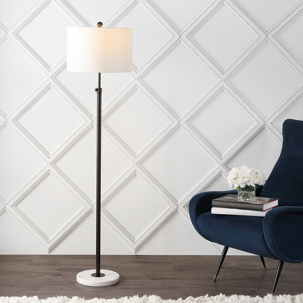 June Adjustable Metal/Marble LED Floor Lamp, Oil Rubbed Bronze