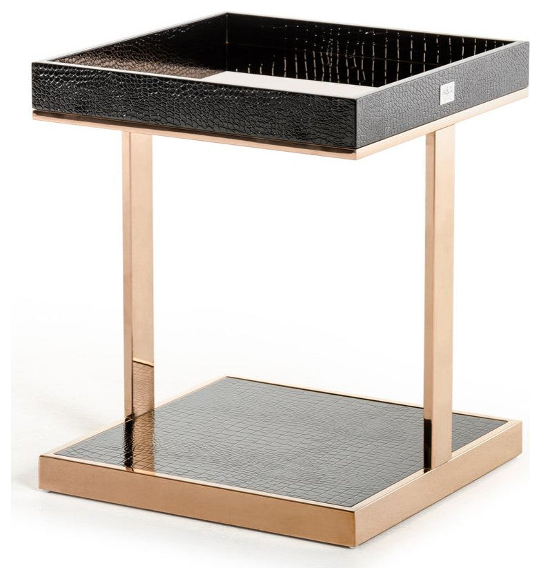 AandX Padua Modern Small Champagne and Rosegold End Table