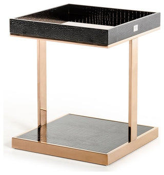 AandX Padua Modern Small Champagne and Rosegold End Table