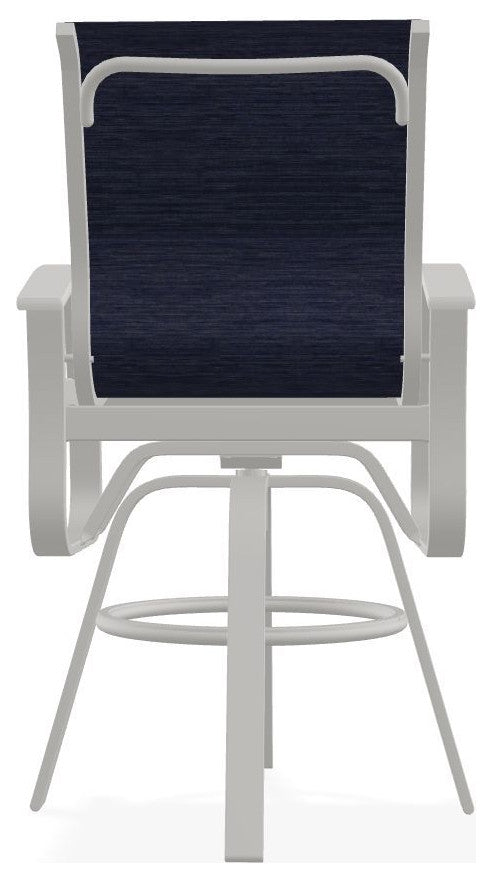 Belle Isle Sling Bar Height Outdoor Swivel Armchair, Collect Indigo/Snow