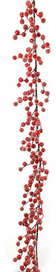Christmas Berry Garland 5' with Thick Faux Ice Mantel or Front Door Decor