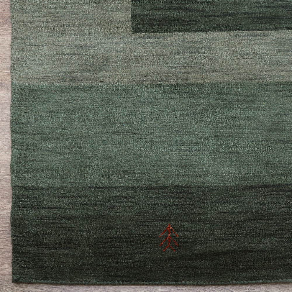 HAND KNOTTED LOOM WOOL ECO-FRIENDLY AREA RUGS - Rectangle, Green, Contemporary