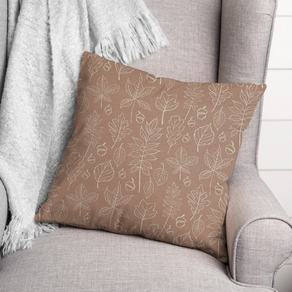 Dusty Rose Leaf Pattern 18x18 Spun Poly Pillow