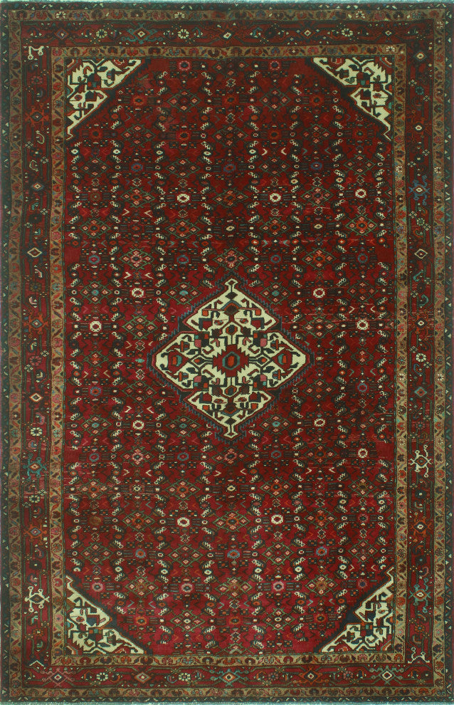 Fine Vintage Distressed Naseema Red/Beige Rug, 6'9x10'6