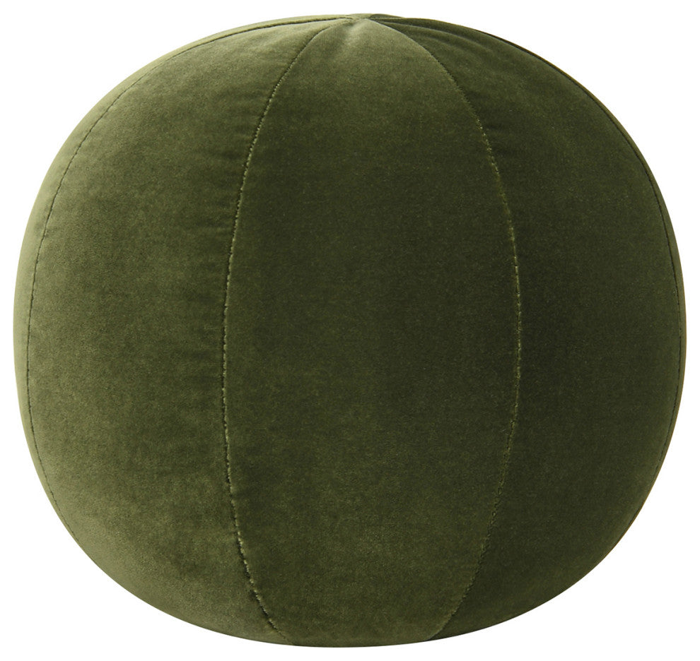 Luna 12" Round Sphere Accent Ball Throw Pillow, Olive Green