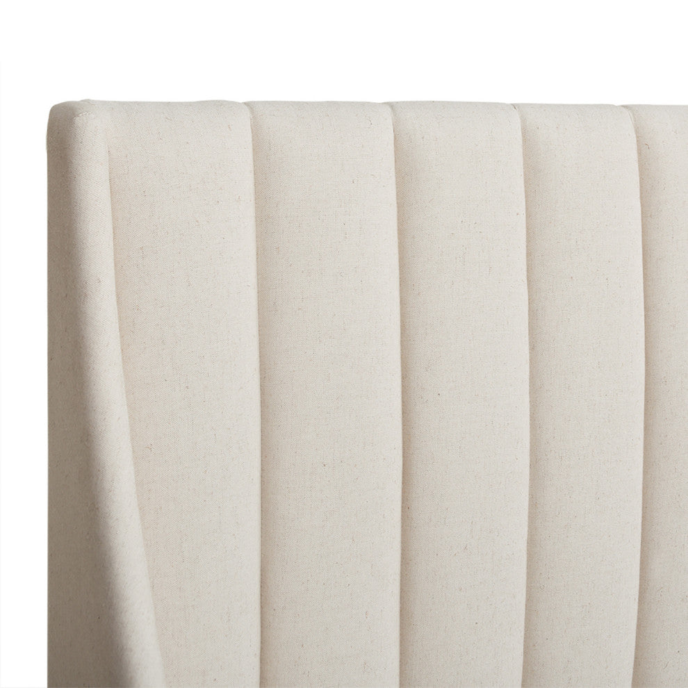 Aspen Modern Vertical Tufted Upholstered Platform Bed, Light Beige Linen, King