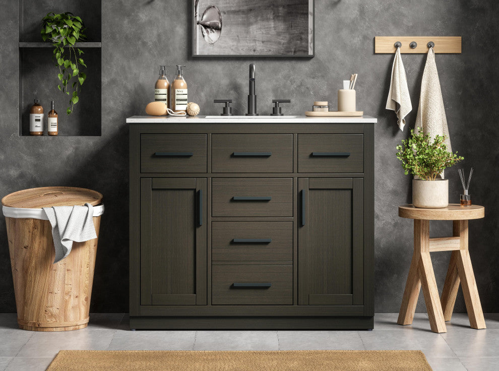 Home Living 42" Single Bathroom Vanity, Mocha Brown