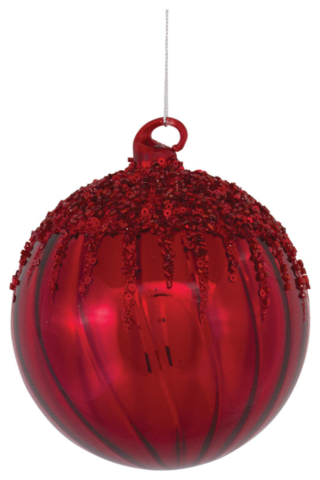 Sequined Glass Ornament, 4-Piece Set