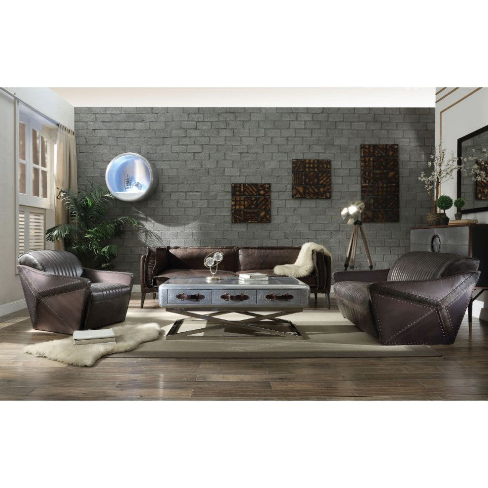 Porchester Sofa, Distress Chocolate Top Grain Leather