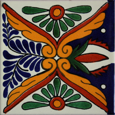 4-Piece Tonichi Talavera Mexican Tile, 6x6"