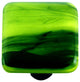 Art Glass Square Swirl Knob, Alum Post, Black Swirl Spring Green