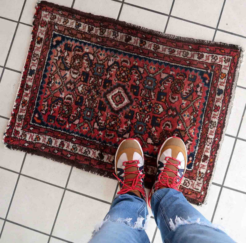 Handmade Vintage Persian Hamadan Rug 2'x2.8', 62cmx86cm, 1970s