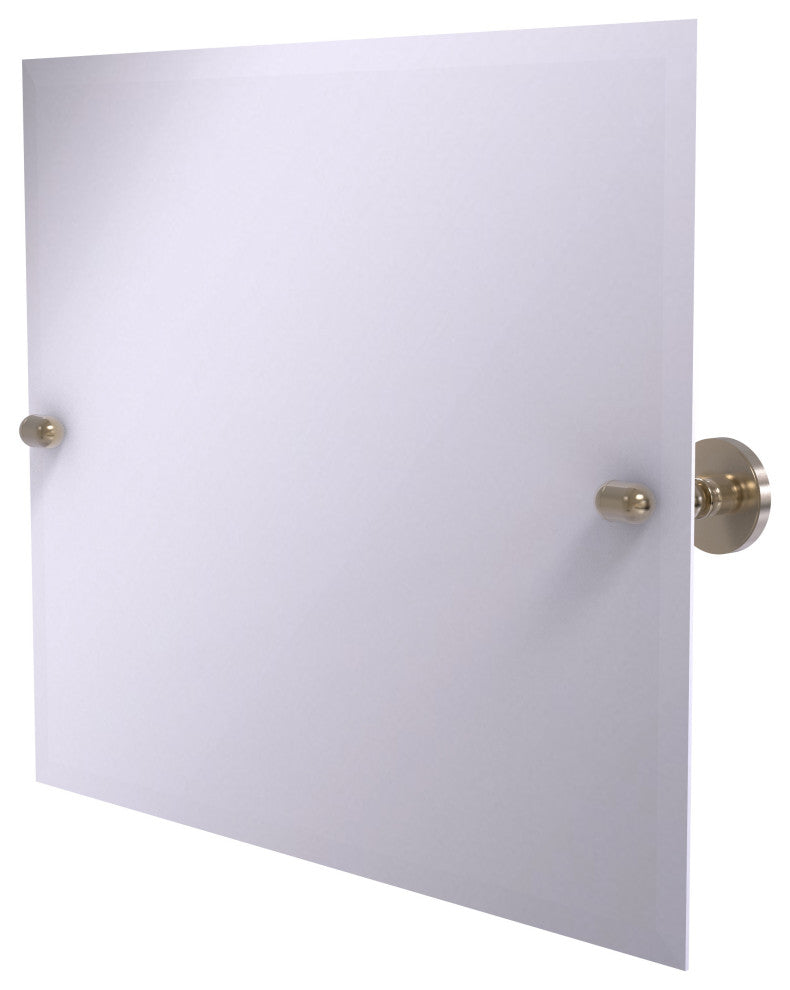 Frameless Landscape Beveled Edge Tilt Mirror, Antique Pewter