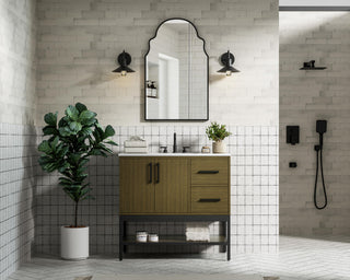Home Living 36" Single Bathroom Vanity, Chestnut Brown
