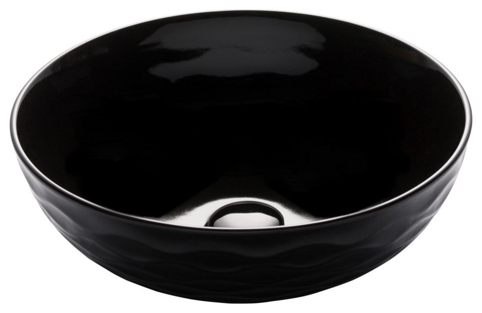 Viva Ceramic Round Vessel Bathroom Sink, Black