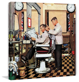 "Barber Getting Haircut" Art Print, 101x101 cm