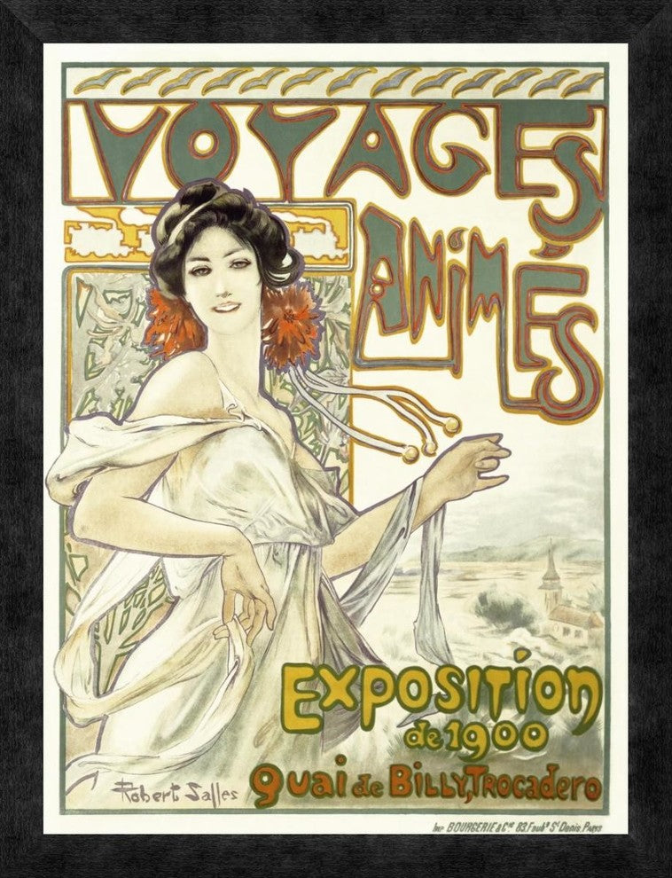 "Voyages Animes" Framed Canvas Giclee by Robert Salles, 19x24"