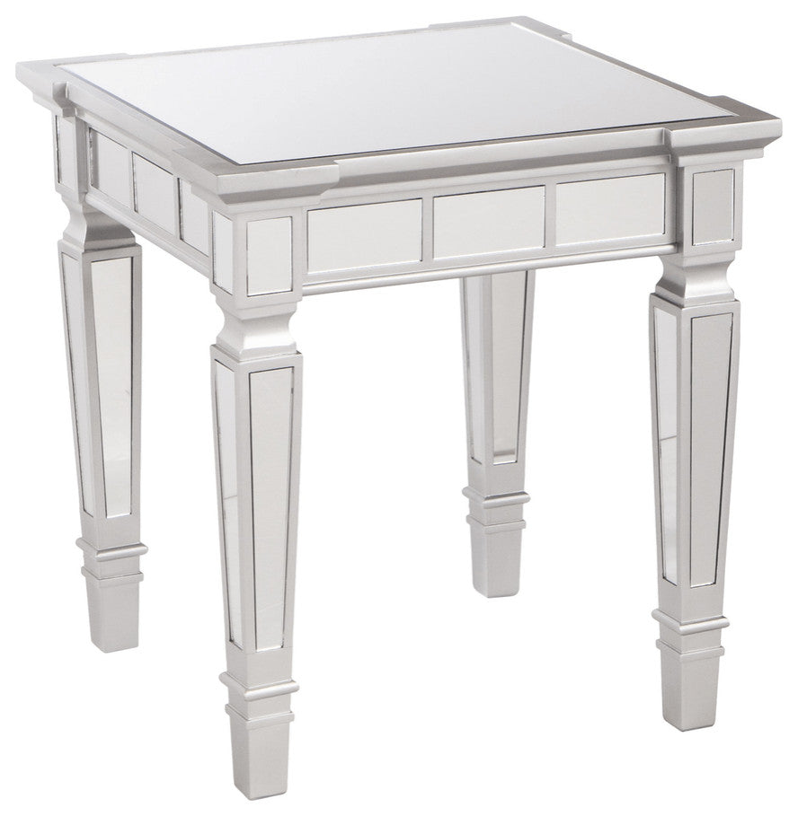 24" Silver Glass Square End Table