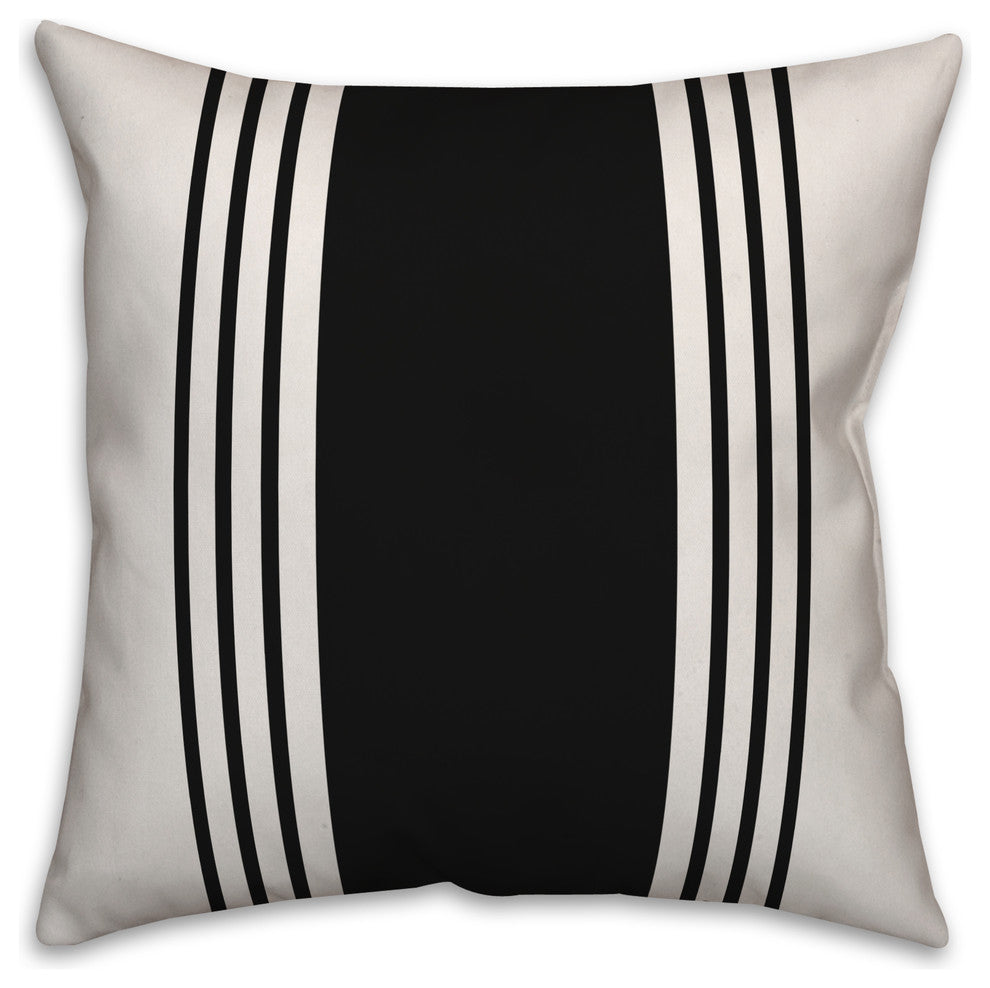 White and Black Farmhouse Stripe 16x16 Throw Pillow