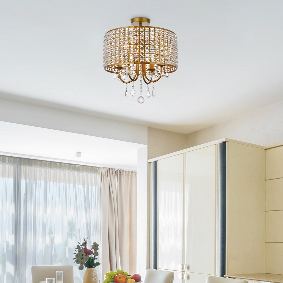 Emelia 17" Flush Mount, Brass