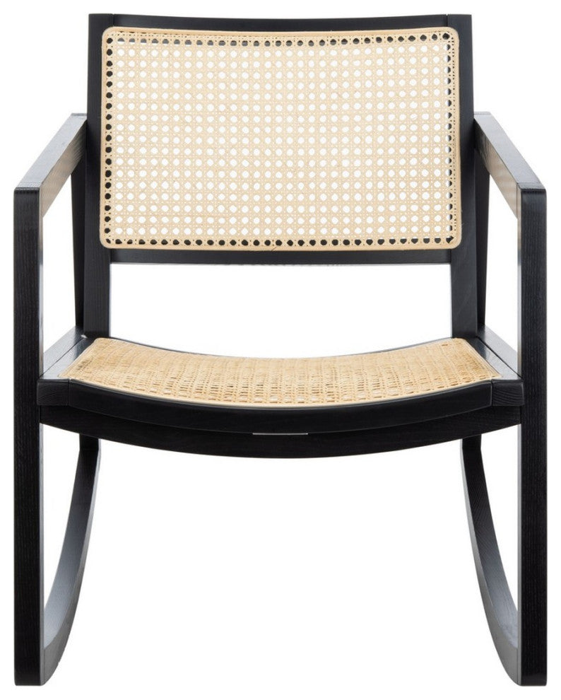 Safavieh Couture Perth Rattan Rocking Chair, Black/Natural