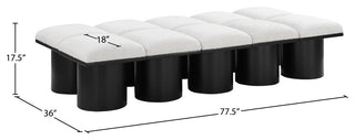 Pavilion Boucle Fabric Upholstered 10-Piece Modular Bench, Cream, Black Finish
