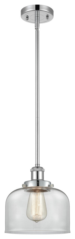 Large Bell 1-Light Pendant, Polished Chrome, Clear