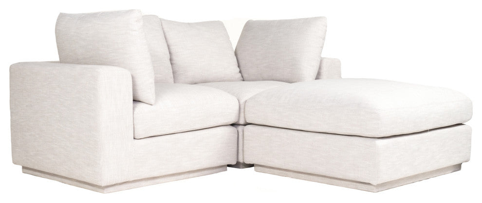 3 PC Set Feather Filled Grey Fabric Modular Scandinavian Sofa