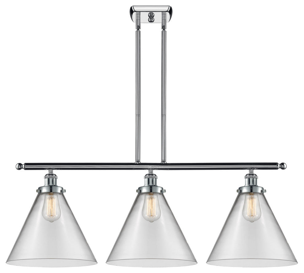 Innovations 916-3I-PC-G42-L Cone 12" 3 Light Island Light, Polished Chrome