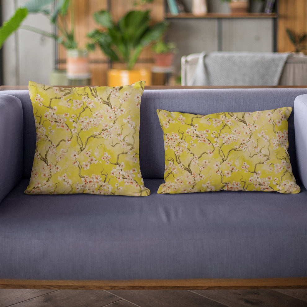 Curry Garden Cherry Blossoms Luxury Throw Pillow, Double sided 12"x20"