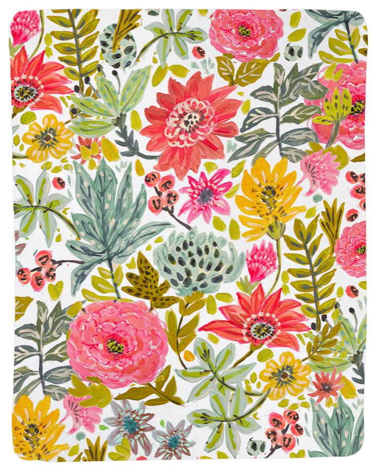 Laural Home Succulent Floral Sherpa Throw Blanket